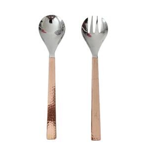Handcrafted Copper & Stainless Steel Serving Spoon and Fork Set of 2 Indian